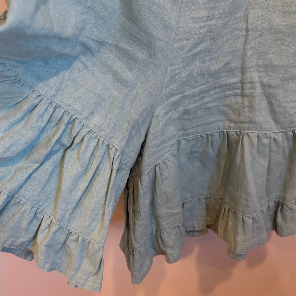 Heart’s Desire Cowgirl Split Skirt Linen Kendall Green - Picture 3 of 10